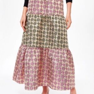 Tuckernuck Champagne Dreams Pink and Green Patterned Maxi Skirt